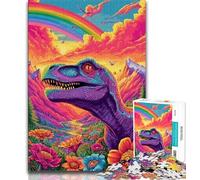 Adult Jigsaws 1000 Pieces Difficult Psychedelic Dinosaur, Toys Educational Games Stress Relieving,gifts for Friends And Family for Age 14 38x26cm