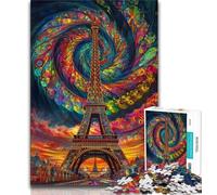 Adult Jigsaws 1000 Pieces Difficult Psychedelic Eiffel,Educational Games Home Decoration Educational Game for Birthday,Chrismas (38x26cm)