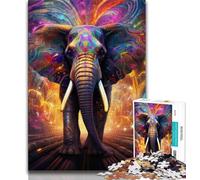 Adult Jigsaws 1000 Pieces Difficult Psychedelic Elephant,Learning Educational Toys Family Games Educational Game for Birthday,Chrismas 38X26CM
