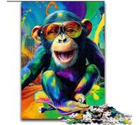 Adult Jigsaws 1000 Pieces Difficult Psychedelic Monkey,Stress Reliever Difficult Challenge Every Piece Is Unique - Challenging Family Fun Game 38x26cm