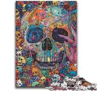 Adult Jigsaws 1000 Pieces Difficult Psychedelic Skull 1000 Pieces for Teenagers,Educational Toy Funny Family Games Unique Home Decor (75x50cm)