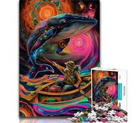 Adult Jigsaws 1000 Pieces Difficult Psychedelic Whale Jigsaw,Brain Intelligence Challenge Addictive Toys for Home Decoration (size 38x26cm)