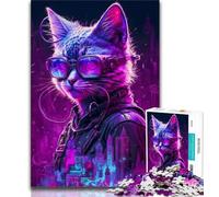 Adult Jigsaws 1000 Pieces Difficult Punk Human Cat Puzzles for Adults,Game Toys Every Piece Is Unique - Challenging Family Fun Game (size 38x26cm)
