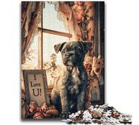 Adult Jigsaws 1000 Pieces Difficult Puppy by The Window 1000 Piece Puzzle,is Ideal As Gifts for The Whole Family Suitable for And 14 (50x75cm)