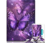 Adult Jigsaws 1000 Pieces Difficult Purple Magic Butterfly Puzzles for Adults,Game Toys Every Piece Is Unique - Challenging Family Fun Game (size 75x50cm)
