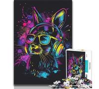 Adult Jigsaws 1000 Pieces Difficult Rabbit with Sunglasses Puzzles for Teenagers,is Ideal As Gifts for The Whole Family Suitable for And 14 (size 38x26cm)