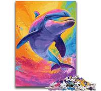 Adult Jigsaws 1000 Pieces Difficult Rainbow Dolphin 1000 Pieces for Teenagers,Challenging Game Toys Wall Decoration Unique Birthday And Xmas Gifts (38x26cm)