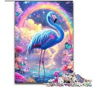 Adult Jigsaws 1000 Pieces Difficult Rainbow Flamingo, Stress Reliever Difficult Challenge Secret Santa Gifts for Age 14 Years Up (Size 26x38cm)