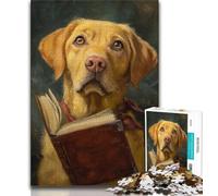 Adult Jigsaws 1000 Pieces Difficult Reading Golden Retriever Adult Puzzles,Stress Reliever Difficult Challenge Secret Santa Gifts 26x38cm