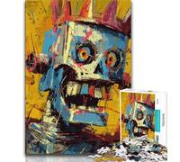 Adult Jigsaws 1000 Pieces Difficult Robot in The Style of Basquiat 1000 Piece Jigsaw,Educational Games Wall Decoration Unique Birthday And Xmas Gifts (size 38x26cm)