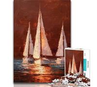 Adult Jigsaws 1000 Pieces Difficult Sailboat Oil Painting Puzzles for Teenagers,is Ideal As Gifts for The Whole Family Suitable for And 14 (size 38x26cm)
