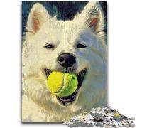 Adult Jigsaws 1000 Pieces Difficult Samoyed Playing Tennis 1000 Piece Jigsaw,Learning Educational Toys Family Games Unique Birthday And Gifts (38x26cm)