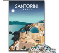 Adult Jigsaws 1000 Pieces Difficult Santorini Greece at Night, for Educational Game Challenge Toy Unique Home Decor And Gifts 75x100cm