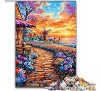Adult Jigsaws 1000 Pieces Difficult Seaside Village, Learning Educational Toys Family Games Unique Birthday And Gifts (size 50x75cm)
