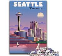 Adult Jigsaws 1000 Pieces Difficult Seattle City WA Travel Art 1000 Piece Puzzle,Interesting Stress Reduction Parent-child Interaction (50x75cm)