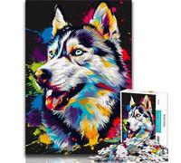 Adult Jigsaws 1000 Pieces Difficult Siberian Husky with Headphones Adult Puzzles,Stress Reliever Difficult Challenge Secret Santa Gifts 75x50cm
