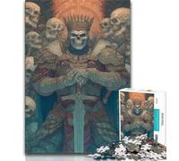 Adult Jigsaws 1000 Pieces Difficult Skeleton King Warrior,Stress Reliever Difficult Challenge with Matching Poster And Trivia Sheet 38x26cm