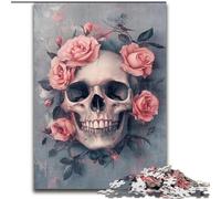 Adult Jigsaws 1000 Pieces Difficult Skull Rose, Suitable for People Aged 14 And Above Educational Games Secret Santa Gifts (Size 26x38cm)