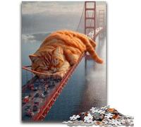 Adult Jigsaws 1000 Pieces Difficult Sleeping Orange Cat 1000 Piece Puzzle,Decompressing Intellectual Educational Toy Perfect Decoration (75x50cm)