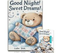 Adult Jigsaws 1000 Pieces Difficult Sleeping Teddy Bear Puzzles for Adults,Game Toys Every Piece Is Unique - Challenging Family Fun Game (size 38x26cm)