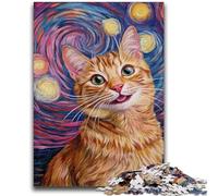 Adult Jigsaws 1000 Pieces Difficult Smiling Cat 1000 Piece Puzzle,Stress Reliever Staycation Kill Time Home Decoration Toys (50x75cm)