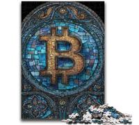 Adult Jigsaws 1000 Pieces Difficult Stained Glass Bitcoin for Age 14+ Educational Games For Adults And Teenagers Artwork Gift 26x38cm