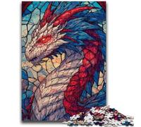 Adult Jigsaws 1000 Pieces Difficult Stained Glass Dragon Toys Educational Games Stress Relieving Parent-child Interaction for Ages 14+ 26x38cm