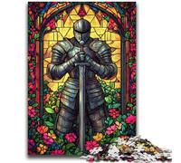 Adult Jigsaws 1000 Pieces Difficult Stained Glass Warriors Help The Brain Exercise Addictive Toys to Cultivate Patience Suitable for Couples 26x38cm