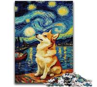 Adult Jigsaws 1000 Pieces Difficult Starry Night Adorable Huskies 1000 Pieces for Teenagers,Challenging Game Toys Wall Decoration Unique Birthday And Xmas Gifts (75x50cm)