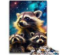 Adult Jigsaws 1000 Pieces Difficult Starry Raccoon Adult Puzzles,Stress Reliever Difficult Challenge Secret Santa Gifts (26x38cm)