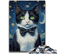 Adult Jigsaws 1000 Pieces Difficult Starry Sky Cat 1000 Pieces for Teenagers,Stress Reliever Staycation Kill Time Enhance Love between Couples (50x75cm)