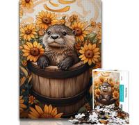 Adult Jigsaws 1000 Pieces Difficult Sunflower Otter Teenager Jigsaw,Educational Games Wall Decoration Unique Birthday And Xmas Gifts 26x38cm
