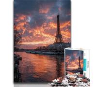 Adult Jigsaws 1000 Pieces Difficult Sunset Eiffel Adult Puzzles,is Ideal As Gifts for The Whole Family Suitable for And 14 38x26cm