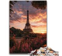 Adult Jigsaws 1000 Pieces Difficult Sunset Eiffel Puzzles for Teenagers,Suitable for Desktop Decoration for And Age 14 (38x26cm)