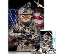 Adult Jigsaws 1000 Pieces Difficult Tabby Cat Elite Soldier 1000 Piece Jigsaw,Educational Games Wall Decoration Unique Birthday And Xmas Gifts (size 75x50cm)