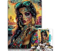 Adult Jigsaws 1000 Pieces Difficult Tattooed Woman,Educational Games Home Decoration Educational Game for Birthday,Chrismas (75x50cm)