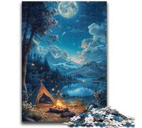 Adult Jigsaws 1000 Pieces Difficult Tents Under The Night Sky Adult Puzzles,Stress Reliever Difficult Challenge Secret Santa Gifts (26x38cm)