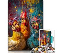 Adult Jigsaws 1000 Pieces Difficult Three Chickens,Help The Brain Exercise Addictive Toys to Cultivate Patience Perfect Decoration 75x50cm
