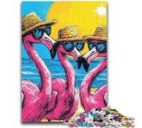 Adult Jigsaws 1000 Pieces Difficult Three Flamingos Educational Games DIY Toys for Is Ideal As A Gift for The Whole Family 38x26cm