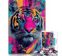 Adult Jigsaws 1000 Pieces Difficult Tiger Graffiti,Challenging To Complete But Fun And Humorous Birthday Present,Gifts,Wall Art (38x26cm)