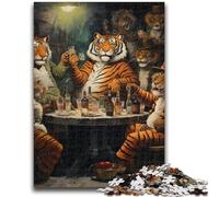 Adult Jigsaws 1000 Pieces Difficult Tiger Poker 1000 Piece Puzzle,Interesting Stress Reduction Parent-child Interaction (50x75cm)