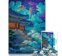 Adult Jigsaws 1000 Pieces Difficult Traditional Korean Palace Towers Adult Puzzles,Educational Family Game Suitable for Desktop Decoration 38x26cm