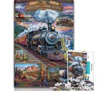 Adult Jigsaws 1000 Pieces Difficult Train Collage,Educational Games Home Decoration Educational Game for Birthday,Chrismas (38x26cm)