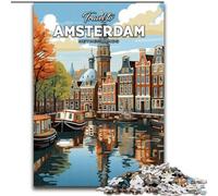 Adult Jigsaws 1000 Pieces Difficult Travel to Amsterdam, for Educational Game Challenge Toy Unique Home Decor And Gifts 26x38cm