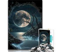 Adult Jigsaws 1000 Pieces Difficult Tree on The Moon Adult Puzzles,Stress Reliever Difficult Challenge Secret Santa Gifts 26x38cm