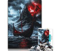Adult Jigsaws 1000 Pieces Difficult Viking Drakkar Boat Adult Puzzles,Staycation Kill Time with Fully Interlocking Randomly Shaped Pieces (size 38x26cm)