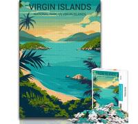 Adult Jigsaws 1000 Pieces Difficult Virgin Islands National Park Poster,Learning Educational Toys Family Games Educational Game for Birthday,Chrismas (75x50cm)