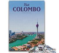 Adult Jigsaws 1000 Pieces Difficult Visit Colombo 1000 Piece Puzzle,Interesting Stress Reduction Parent-child Interaction (26x38cm)