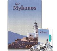 Adult Jigsaws 1000 Pieces Difficult Visit Mykonos,Learning Educational Toys Family Games Educational Game for Birthday,Chrismas (38x26cm)