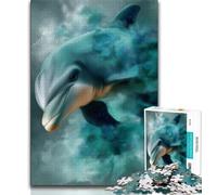 Adult Jigsaws 1000 Pieces Difficult Watercolor Dolphin,Challenging To Complete But Fun And Humorous Birthday Present,Gifts,Wall Art (75x50cm)